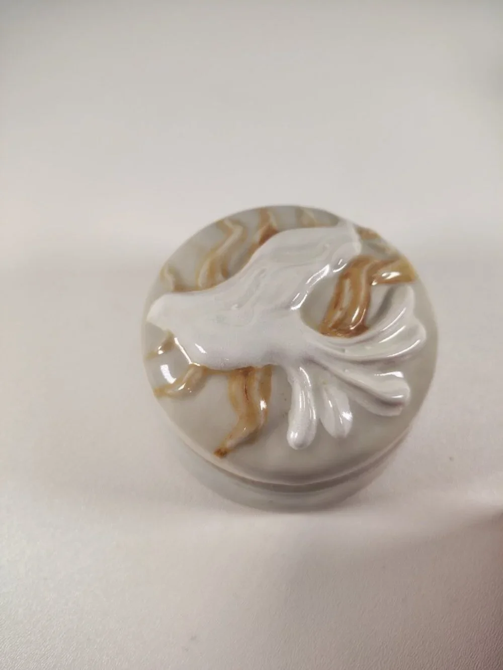 Covered Dove Spirit Dish Handmade Art Pottery Trinket Signed Studio Pottery